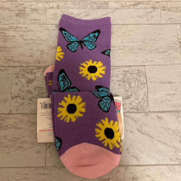 Matching Sock Set for Small Pet & Owner Purple Butterfly Floral Print - Picture 2 of 5